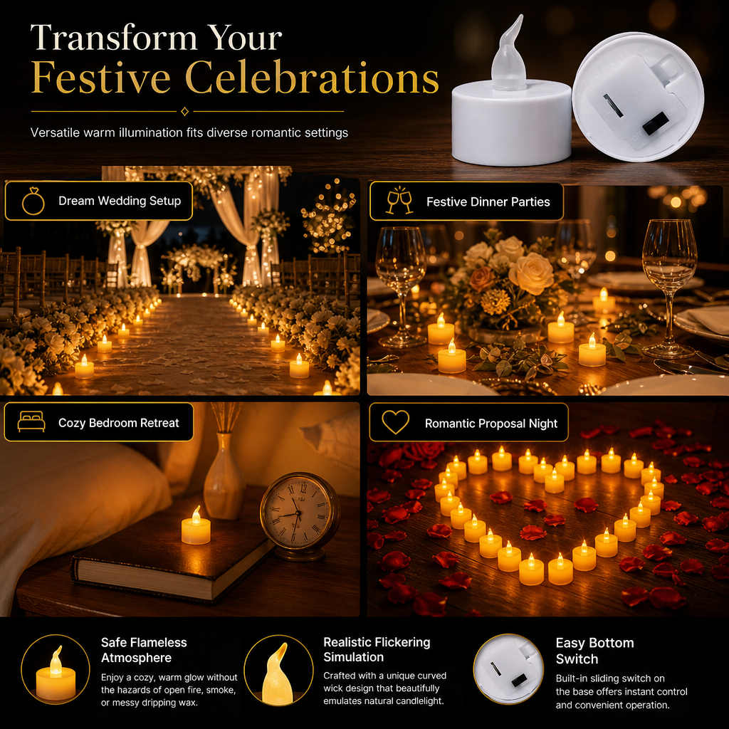🕯️Pack de 24 Velas de Té LED Sin Llama