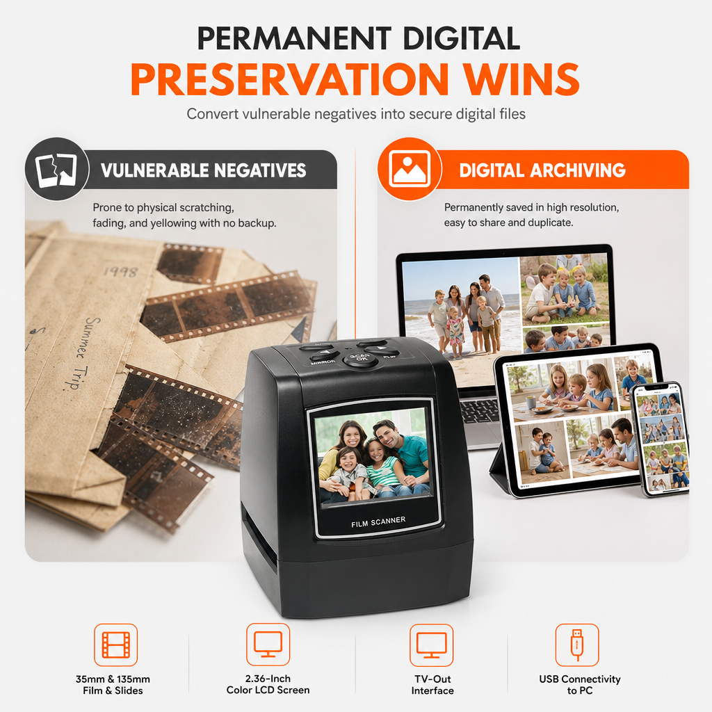 📸 ¡50% de descuento! Escáner de negativos y diapositivas de 35 mm con pantalla LCD de 2.36 pulgadas