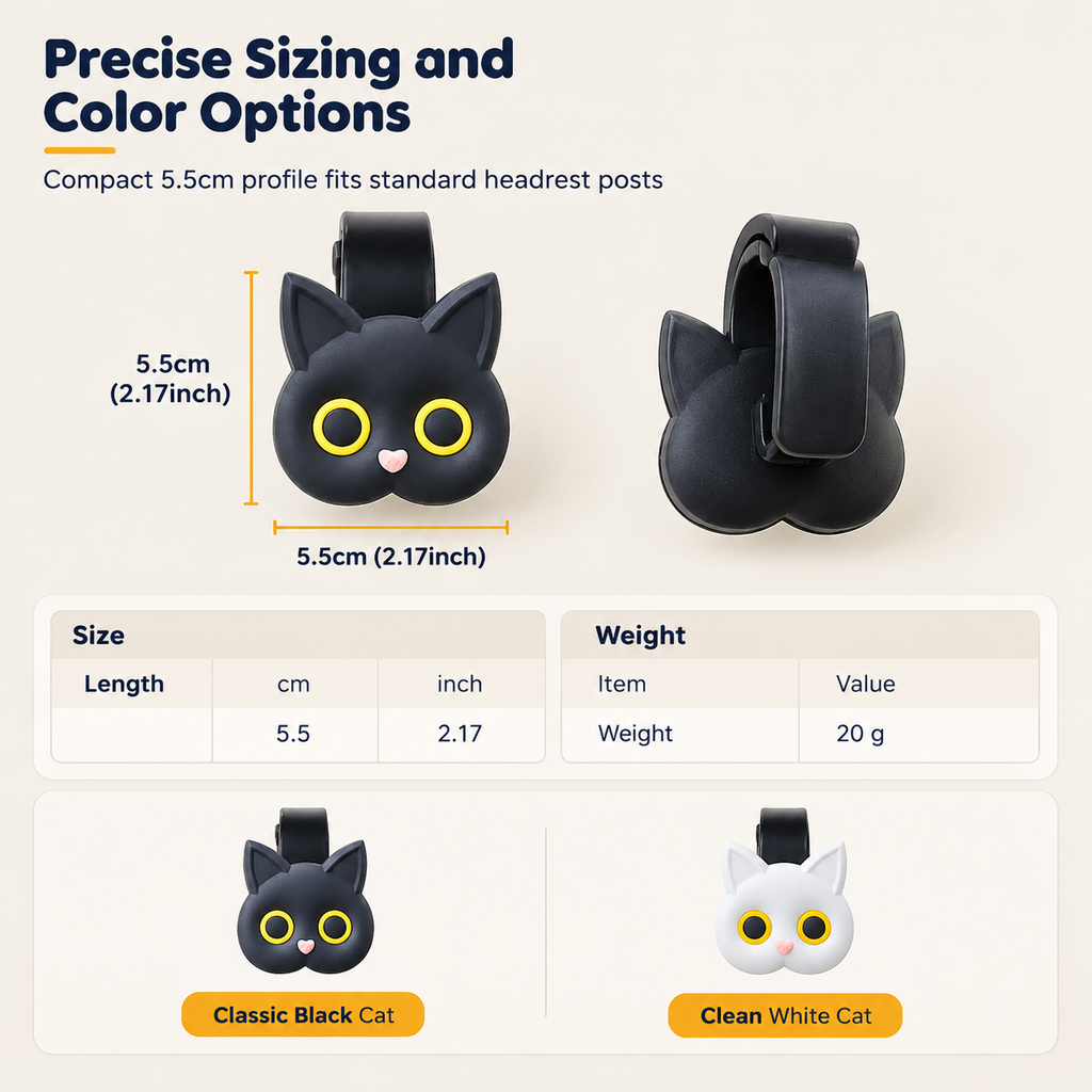 Gancho universal para reposacabezas de coche con diseño de gato animado