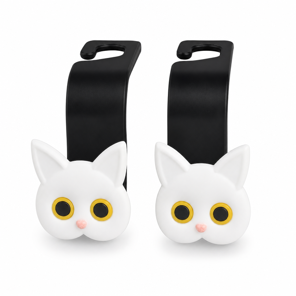 Gancho universal para reposacabezas de coche con diseño de gato animado