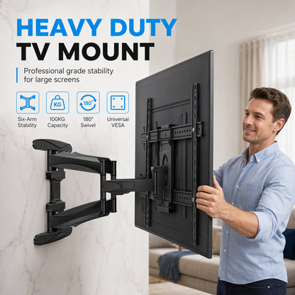 Soporte de pared para TV universal de movimiento completo y uso intensivo para pantallas de 32 a 120 pulgadas