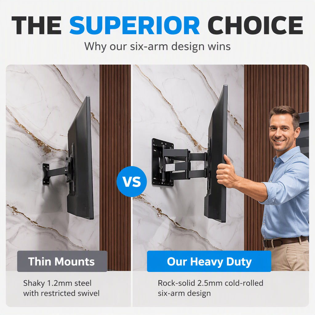 Soporte de pared para TV universal de movimiento completo y uso intensivo para pantallas de 32 a 120 pulgadas