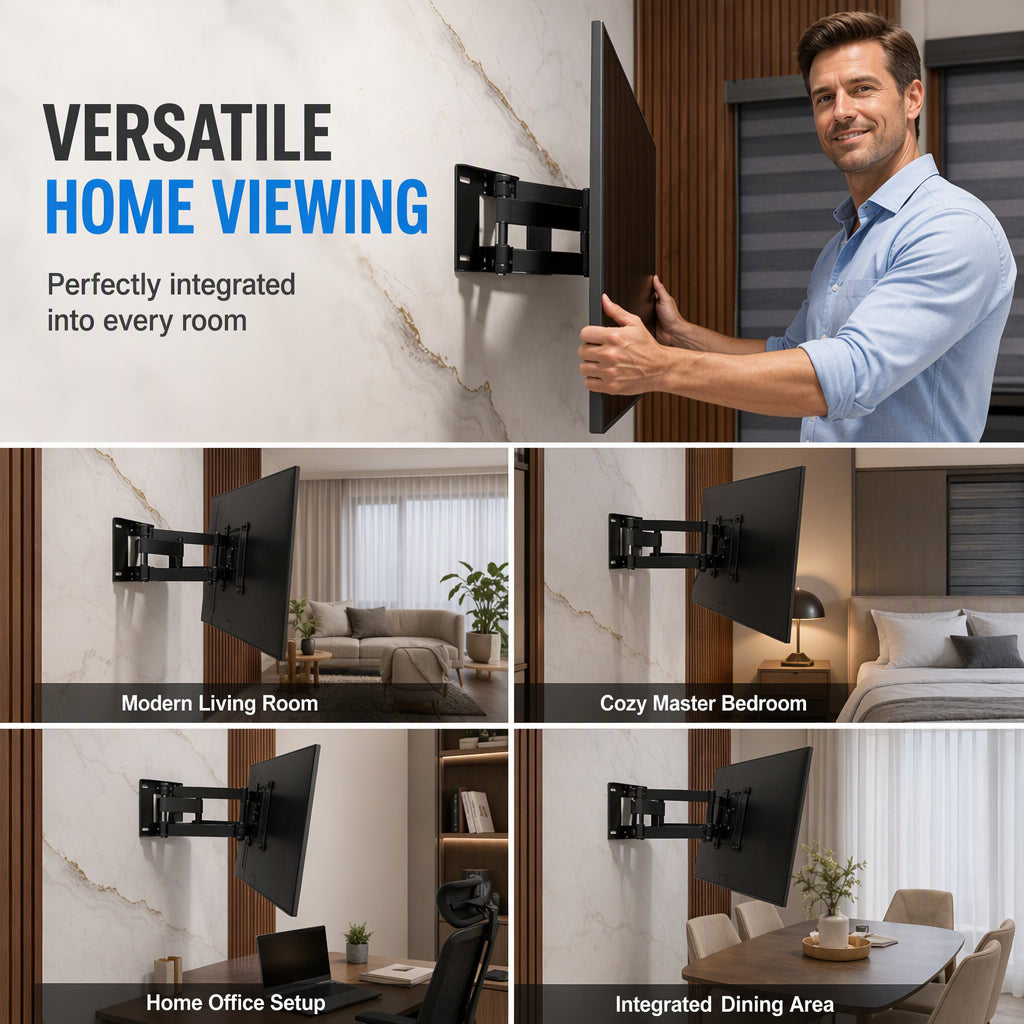 Soporte de pared para TV universal de movimiento completo y uso intensivo para pantallas de 32 a 120 pulgadas