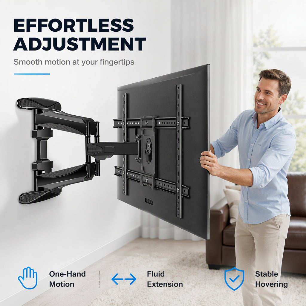 Soporte de pared para TV universal de movimiento completo y uso intensivo para pantallas de 32 a 120 pulgadas