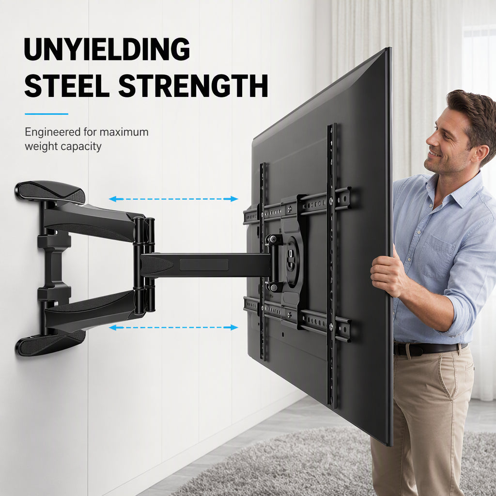 Soporte de pared para TV universal de movimiento completo y uso intensivo para pantallas de 32 a 120 pulgadas