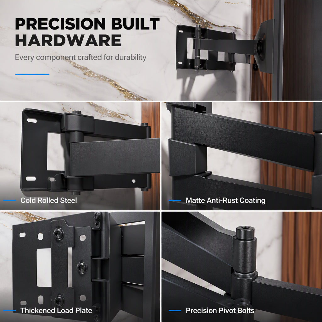 Soporte de pared para TV universal de movimiento completo y uso intensivo para pantallas de 32 a 120 pulgadas