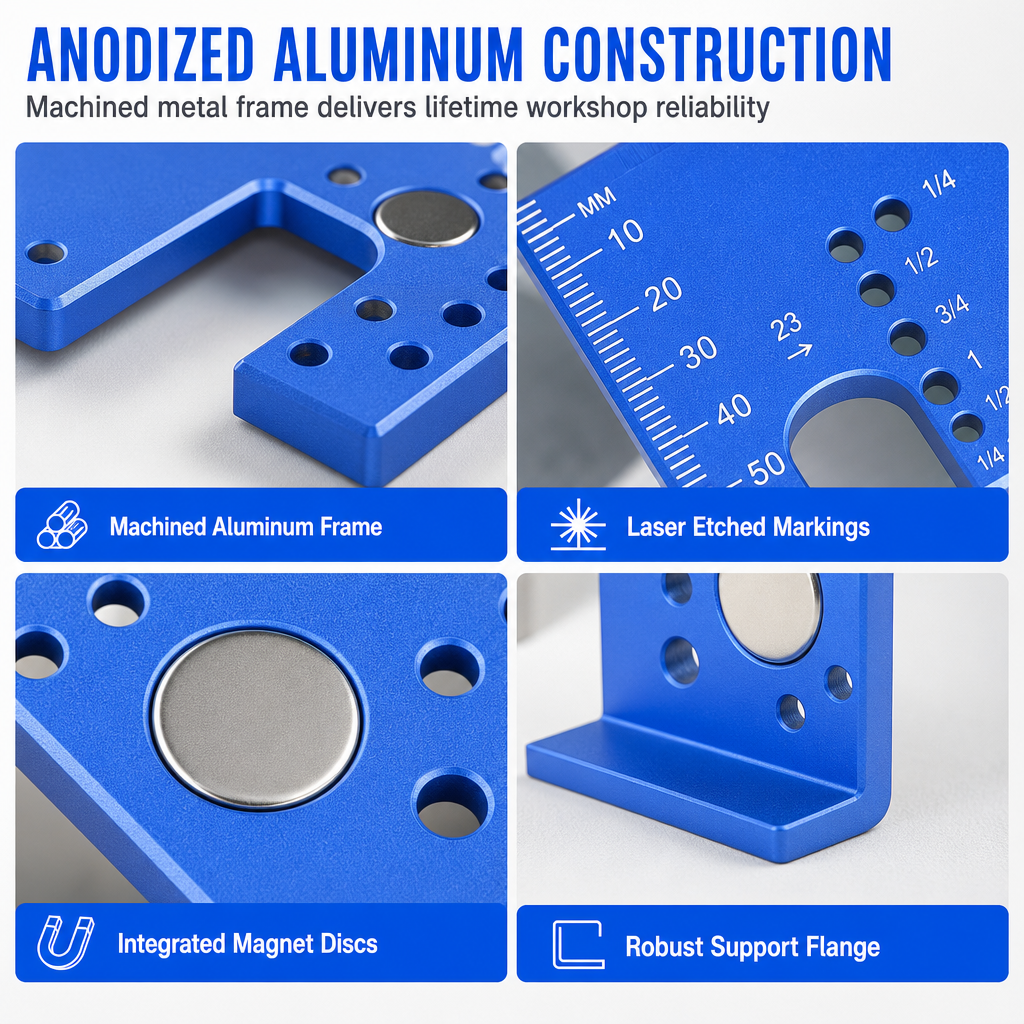 🔩 ¡50 % de descuento! Plantillas magnéticas de aluminio para instalar bisagras
