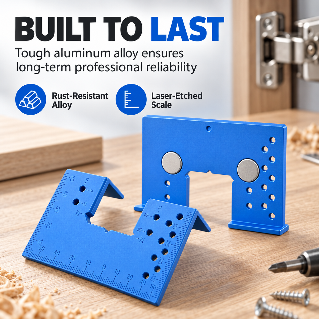 🔩 ¡50 % de descuento! Plantillas magnéticas de aluminio para instalar bisagras