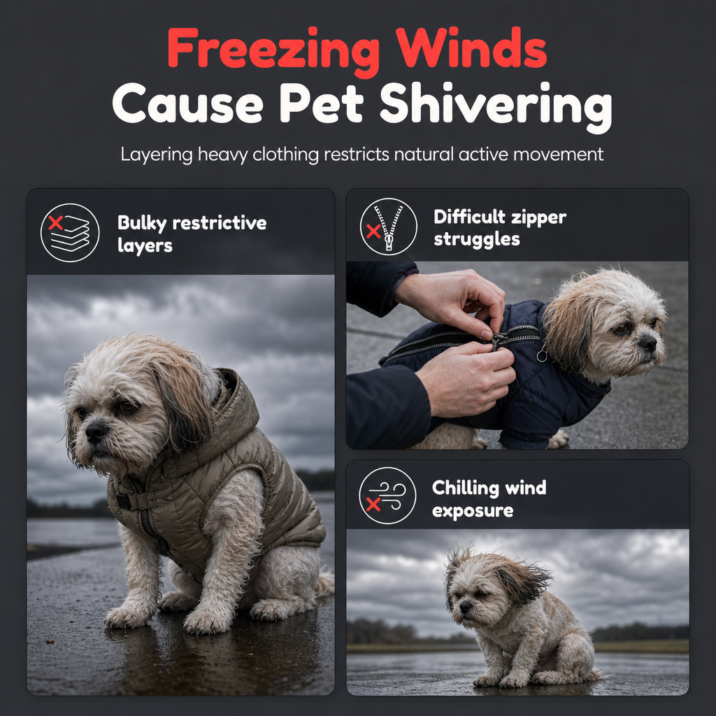 Chaleco Térmico Acolchado para Perros — Abrigo Cortavientos de Otoño e Invierno con Arnés Integrado