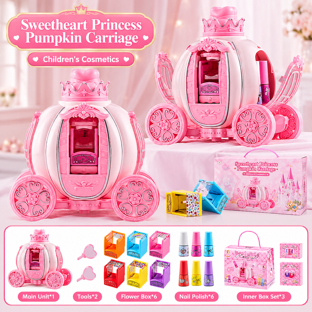 🎀 ¡50 % de descuento! Maletín infantil rosa de maquillaje y decoración de uñas
