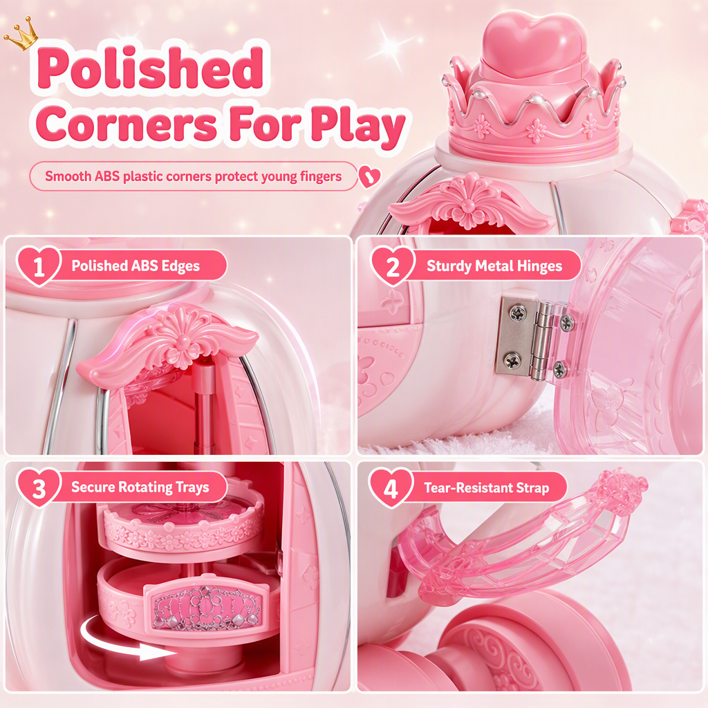 🎀 ¡50 % de descuento! Maletín infantil rosa de maquillaje y decoración de uñas