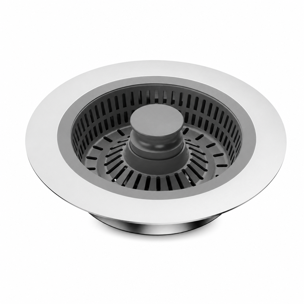 Tapón de desagüe para fregadero de cocina con cuerpo de acero inoxidable y filtro de colador de ABS