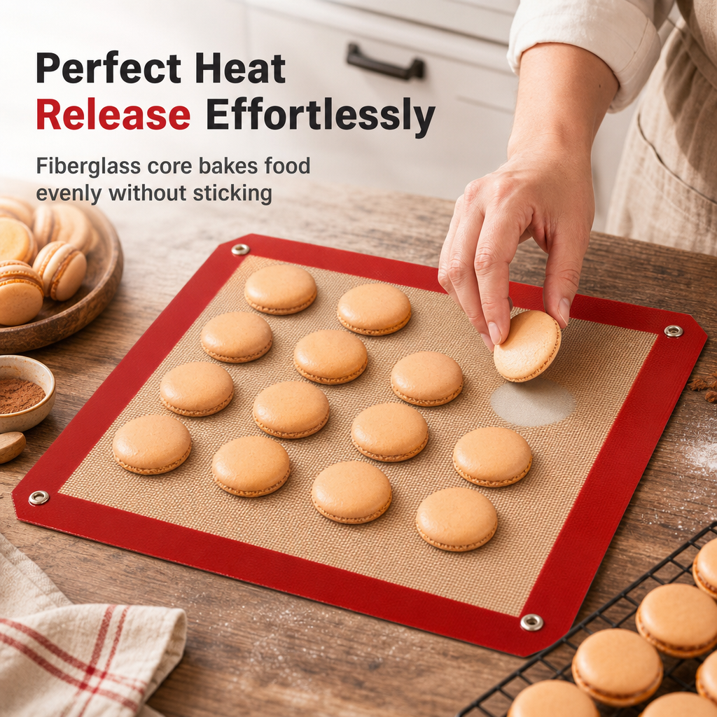 Tapete de Silicona Antiadherente para Hornear Resistente al Calor de Fibra de Vidrio para Macarons y Repostería