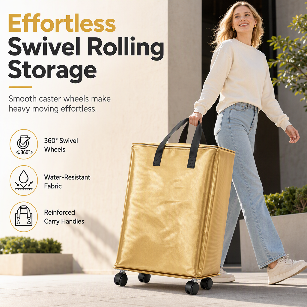Bolsa de Mudanza Plegable e Impermeable con Ruedas de Gran Capacidad para Almacenamiento y Organización