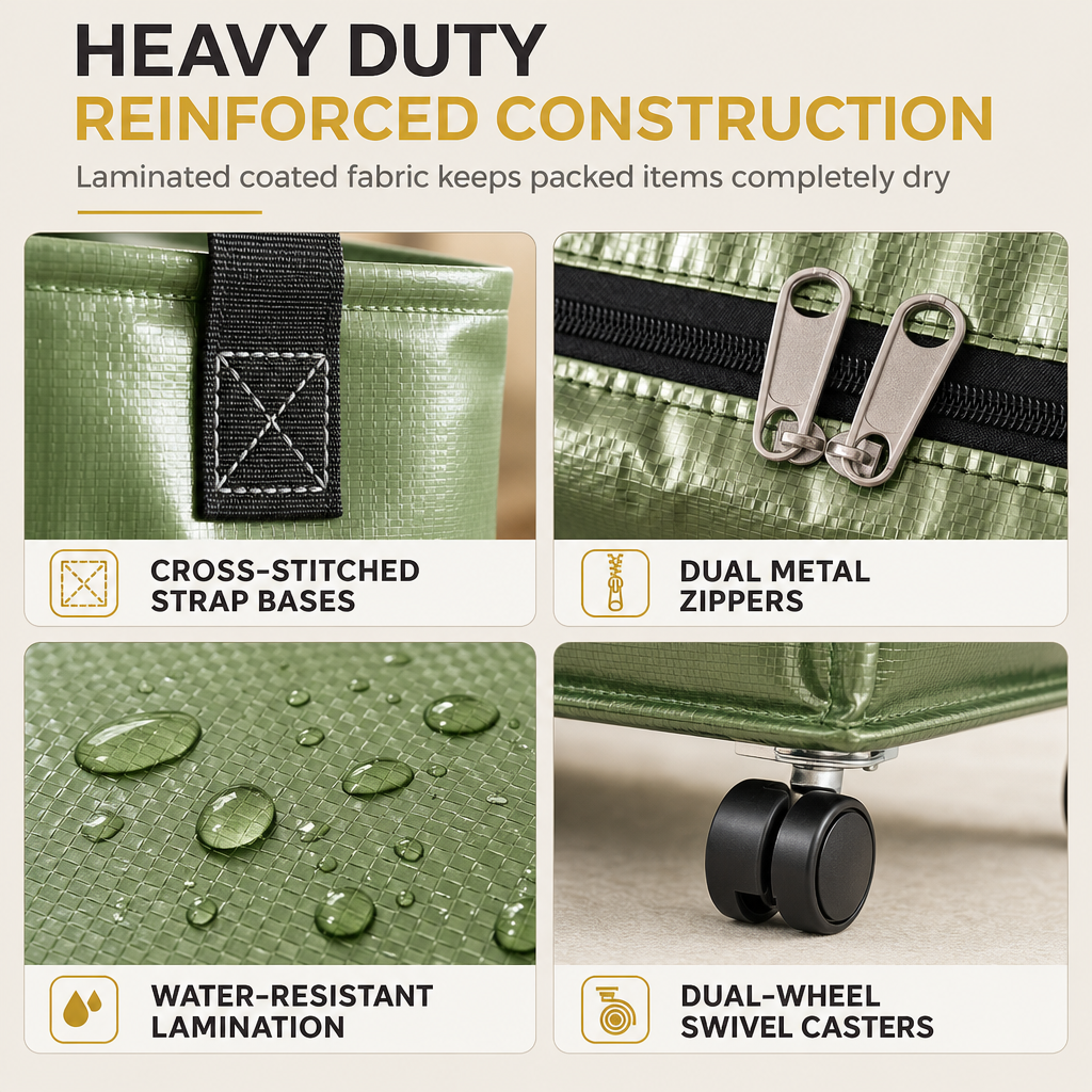 Bolsa de Mudanza Plegable e Impermeable con Ruedas de Gran Capacidad para Almacenamiento y Organización