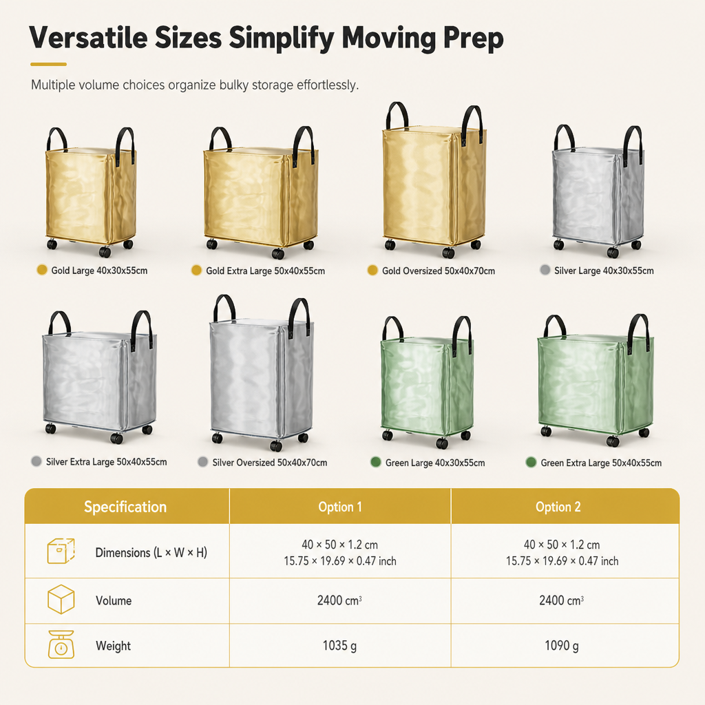 Bolsa de Mudanza Plegable e Impermeable con Ruedas de Gran Capacidad para Almacenamiento y Organización