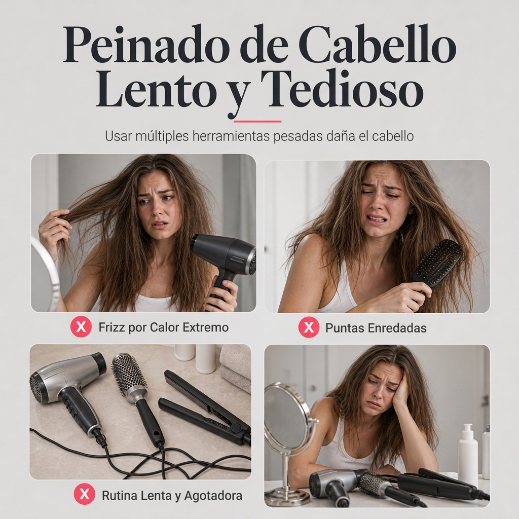 Cepillo Secador y Voluminizador de Cabello 3 en 1 – Alisador y Modelador de Aire Caliente