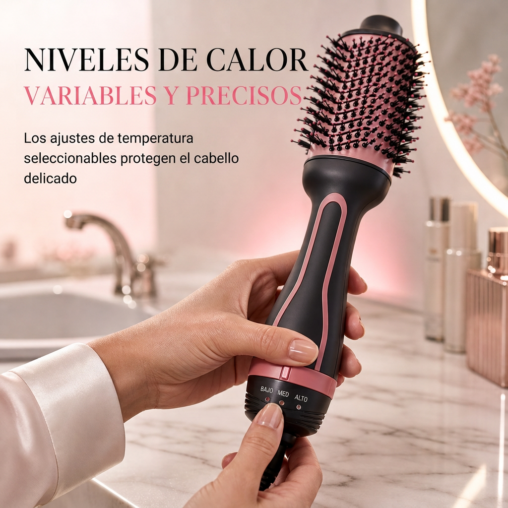 Cepillo Secador y Voluminizador de Cabello 3 en 1 – Alisador y Modelador de Aire Caliente