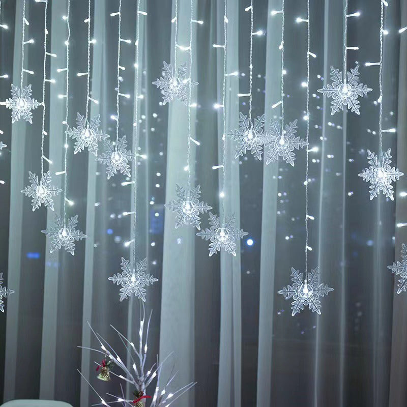 Cortina de Luces LED con Copos de Nieve Navideños de 8 Modos