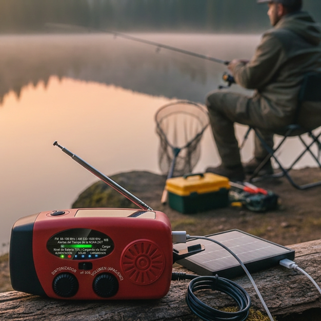 🎉 ¡50% DE DESCUENTO AHORA! 📻 Radio de Emergencia Solar Portátil y Manivela – Luz LED y NOAA ✨