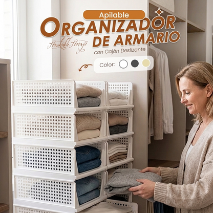 Organizador apilable para armario con cajón deslizante