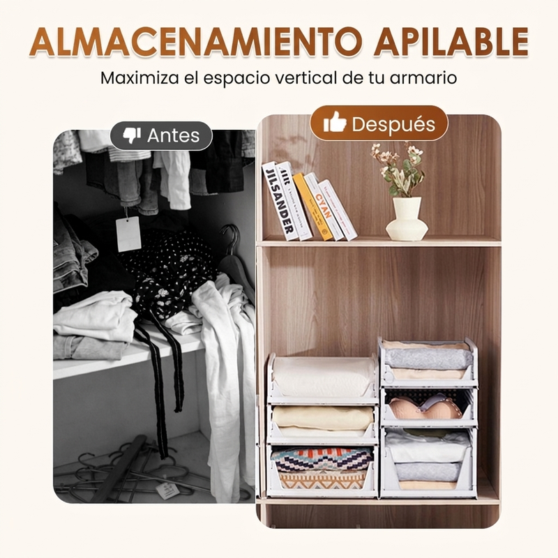 Organizador apilable para armario con cajón deslizante