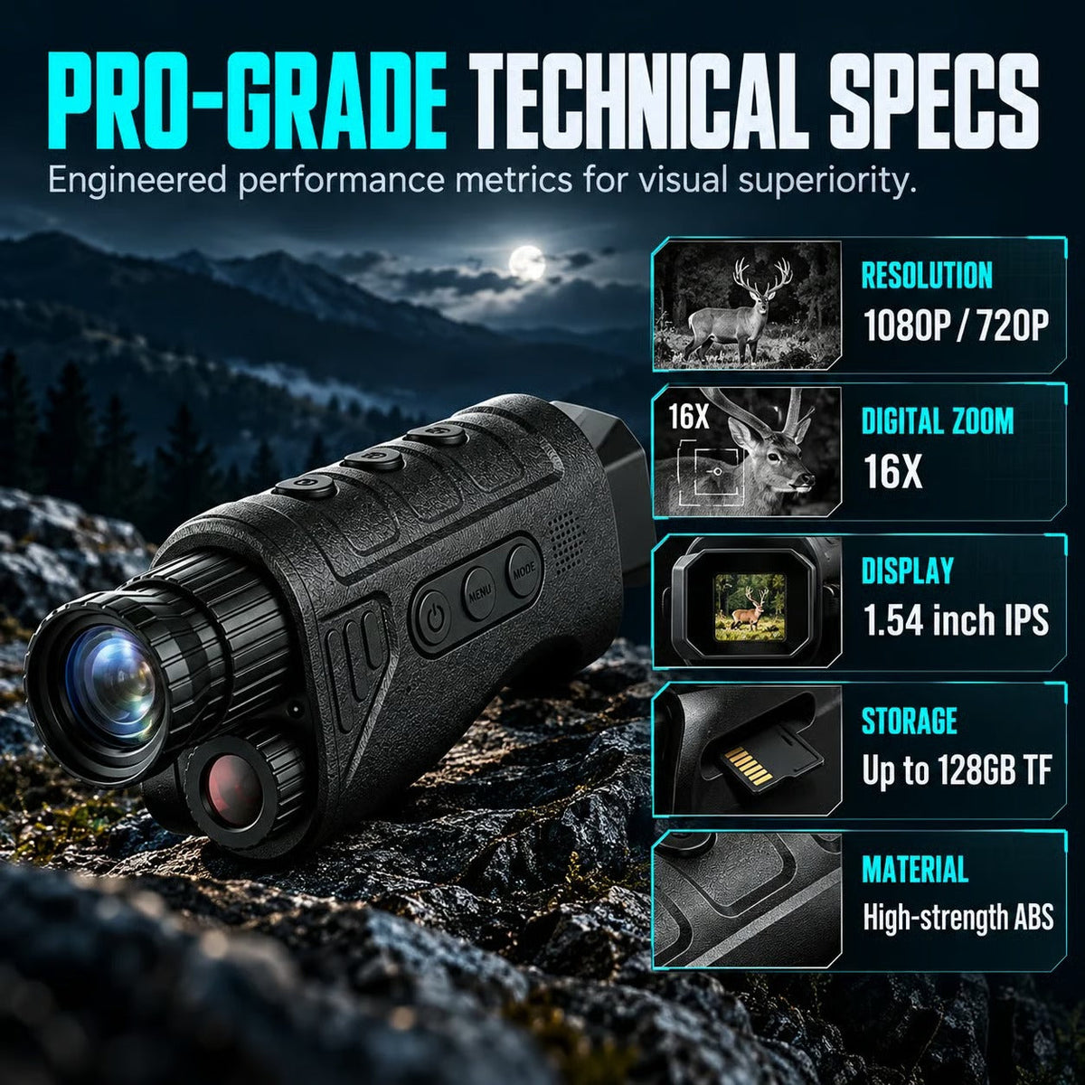 📢📢 ¡50% DE DESCUENTO! 🔍 Monocular de visión nocturna HD 1080P – Zoom digital 16X para aventuras al aire libre y observación de fauna