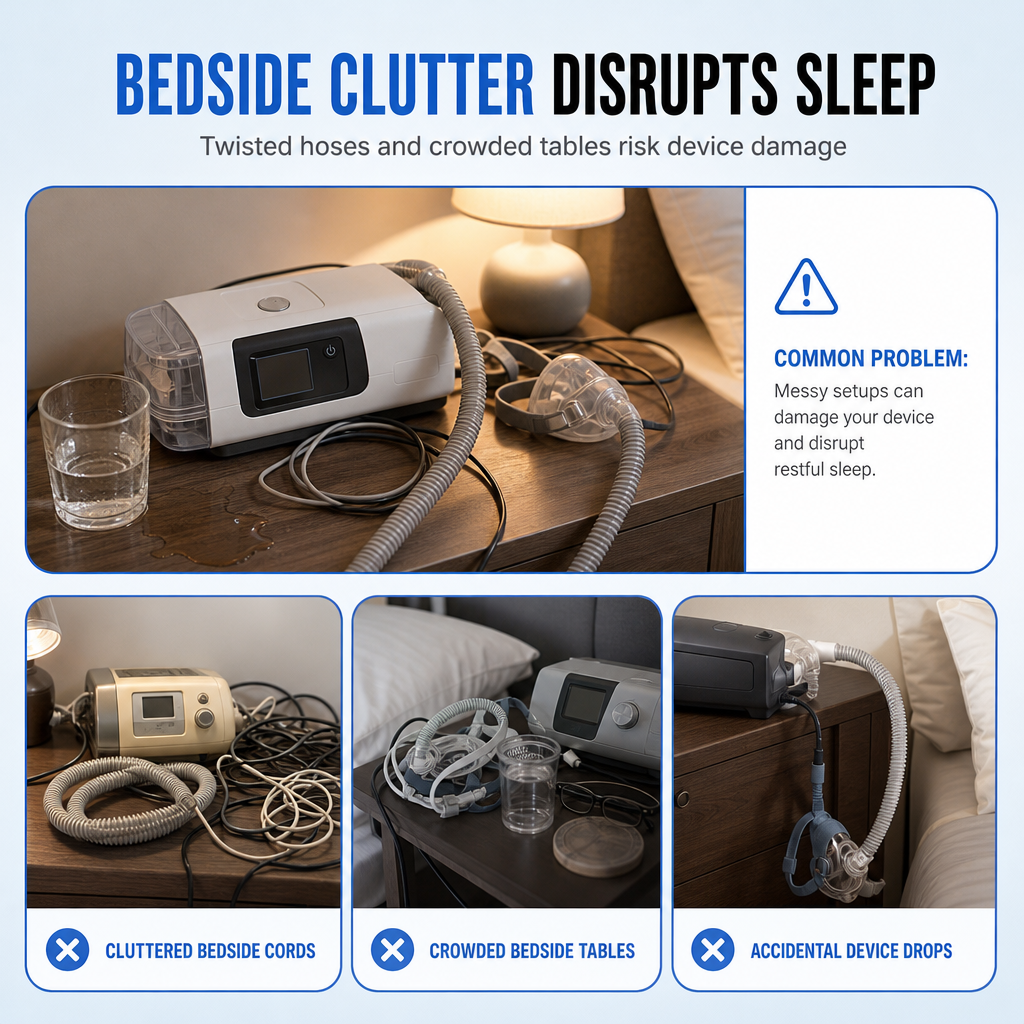 Estante de Pared para Máquina CPAP y Soporte de Manguera