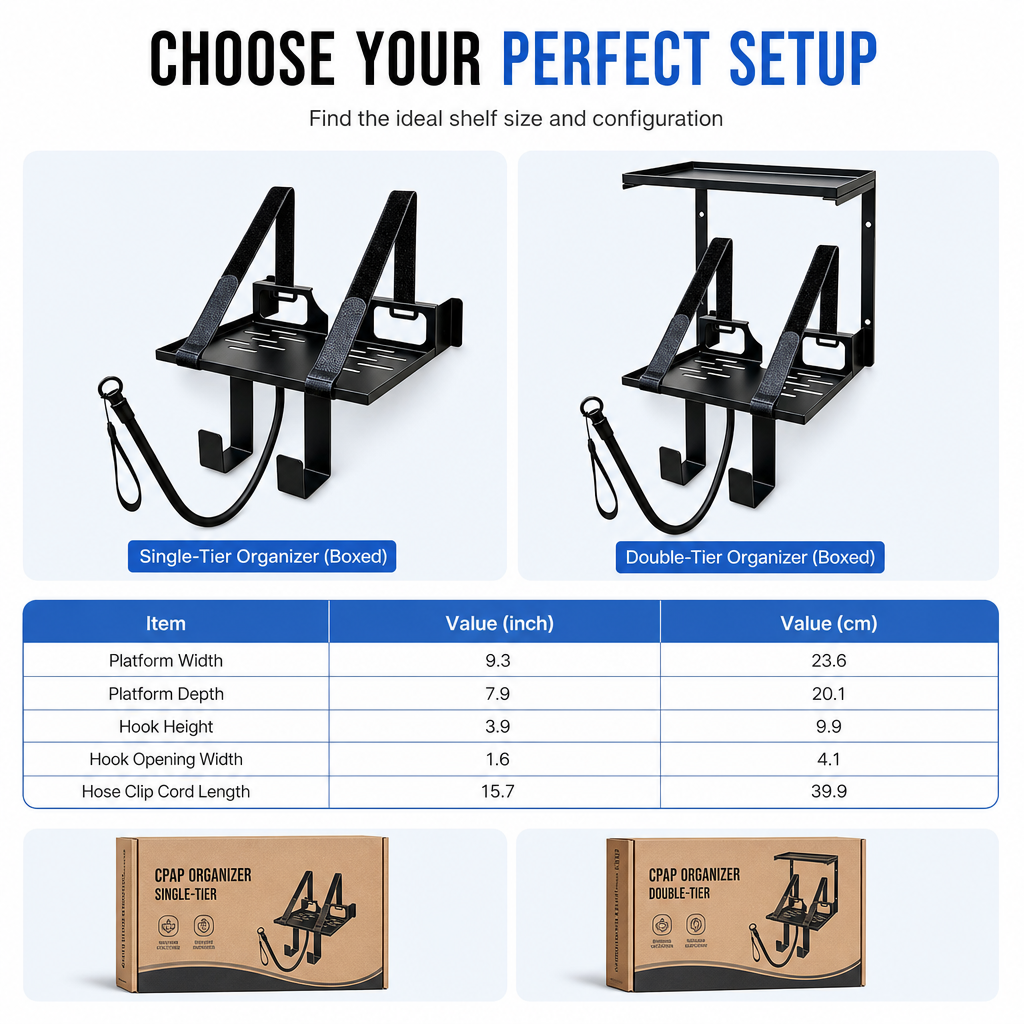 Estante de Pared para Máquina CPAP y Soporte de Manguera