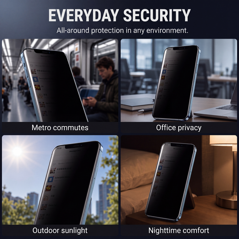 📱 ¡50 % de descuento! Protector de pantalla de cristal templado con filtro de privacidad y caja de instalación