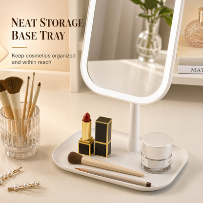 🌸 ¡50% DE DESCUENTO AHORA! 🌸 Espejo de maquillaje portátil de escritorio con luz LED – Espejo compacto para tocador y dormitorio