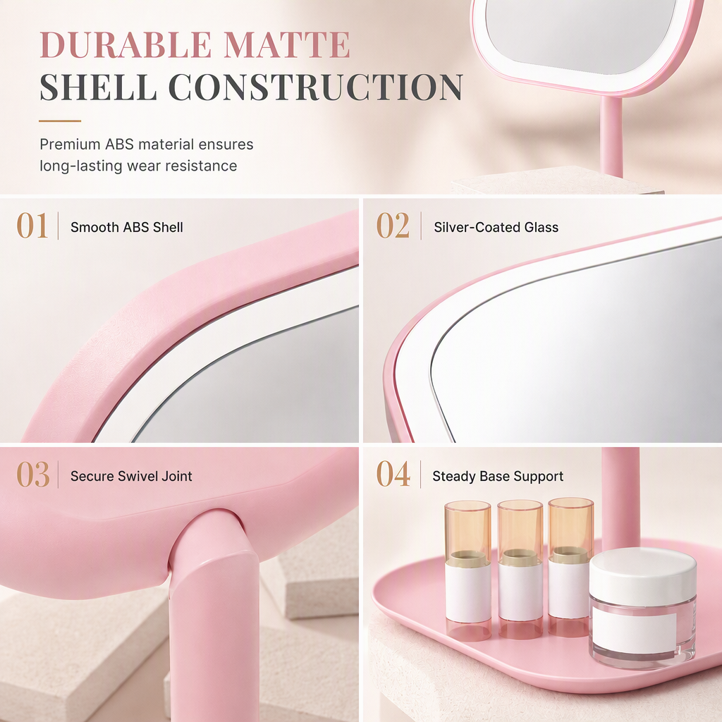 🌸 ¡50% DE DESCUENTO AHORA! 🌸 Espejo de maquillaje portátil de escritorio con luz LED – Espejo compacto para tocador y dormitorio