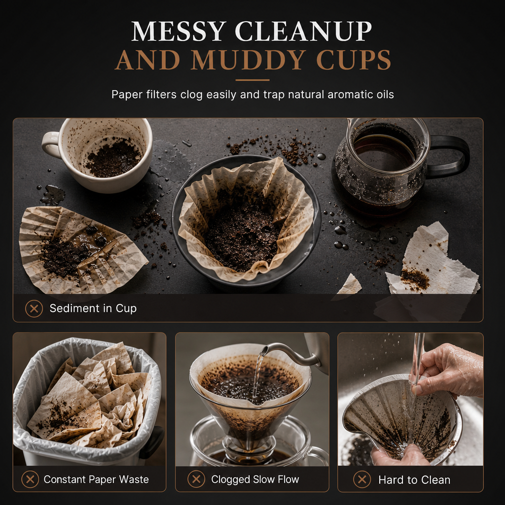 Filtro de café reutilizable de acero inoxidable 304 de doble capa – Cono de goteo para 1 a 4 tazas