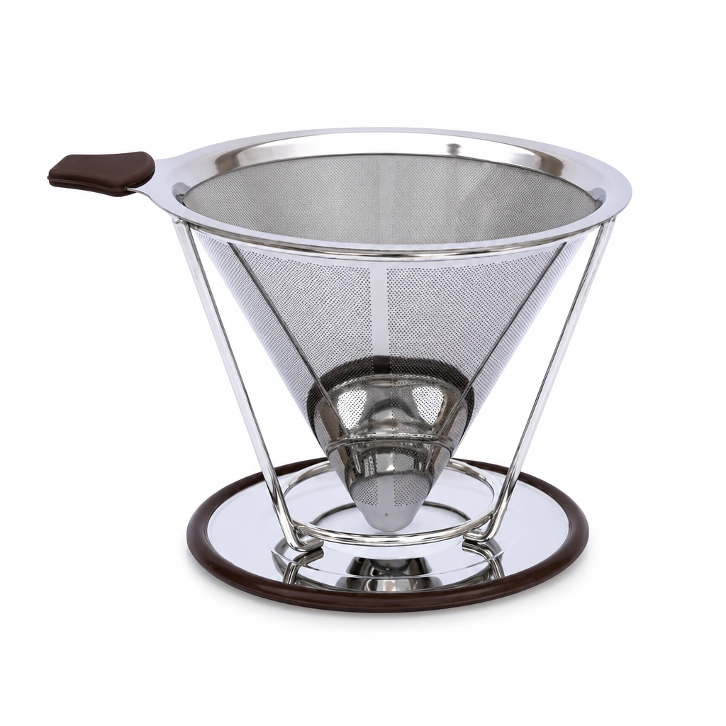 Filtro de café reutilizable de acero inoxidable 304 de doble capa – Cono de goteo para 1 a 4 tazas