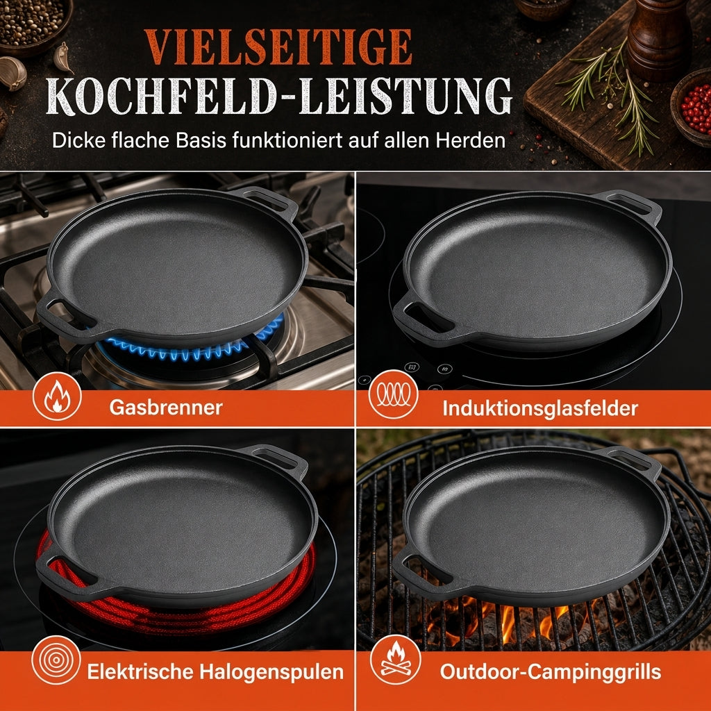 🥞 Plancha de Hierro Fundido Reforzada – Indeformable, Calor Uniforme y Diseñada para Toda la Vida