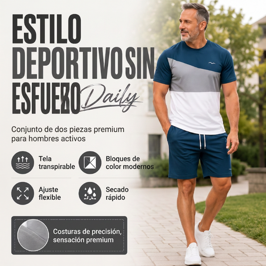 👕 ¡50% DTO. AHORA! 🎨 Conjunto de Camiseta y Shorts de Bloques de Color para Hombre – Algodón suave y transpirable – Perfecto para verano, deporte o descanso – Elegante y cómodo 🩳✨