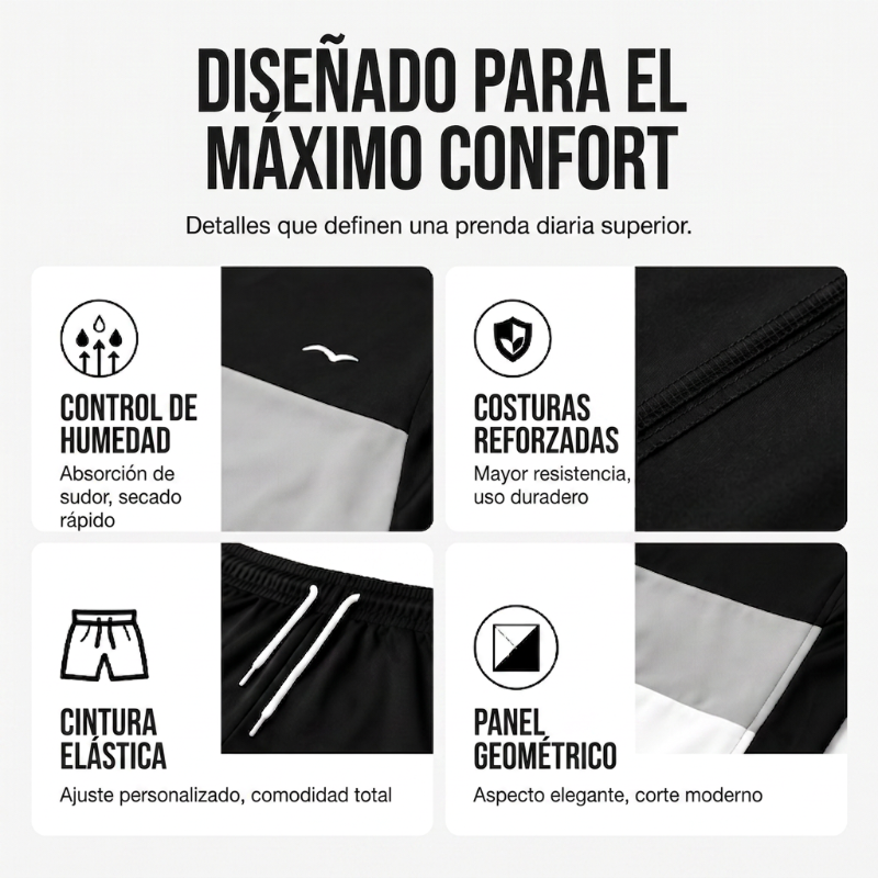 👕 ¡50% DTO. AHORA! 🎨 Conjunto de Camiseta y Shorts de Bloques de Color para Hombre – Algodón suave y transpirable – Perfecto para verano, deporte o descanso – Elegante y cómodo 🩳✨