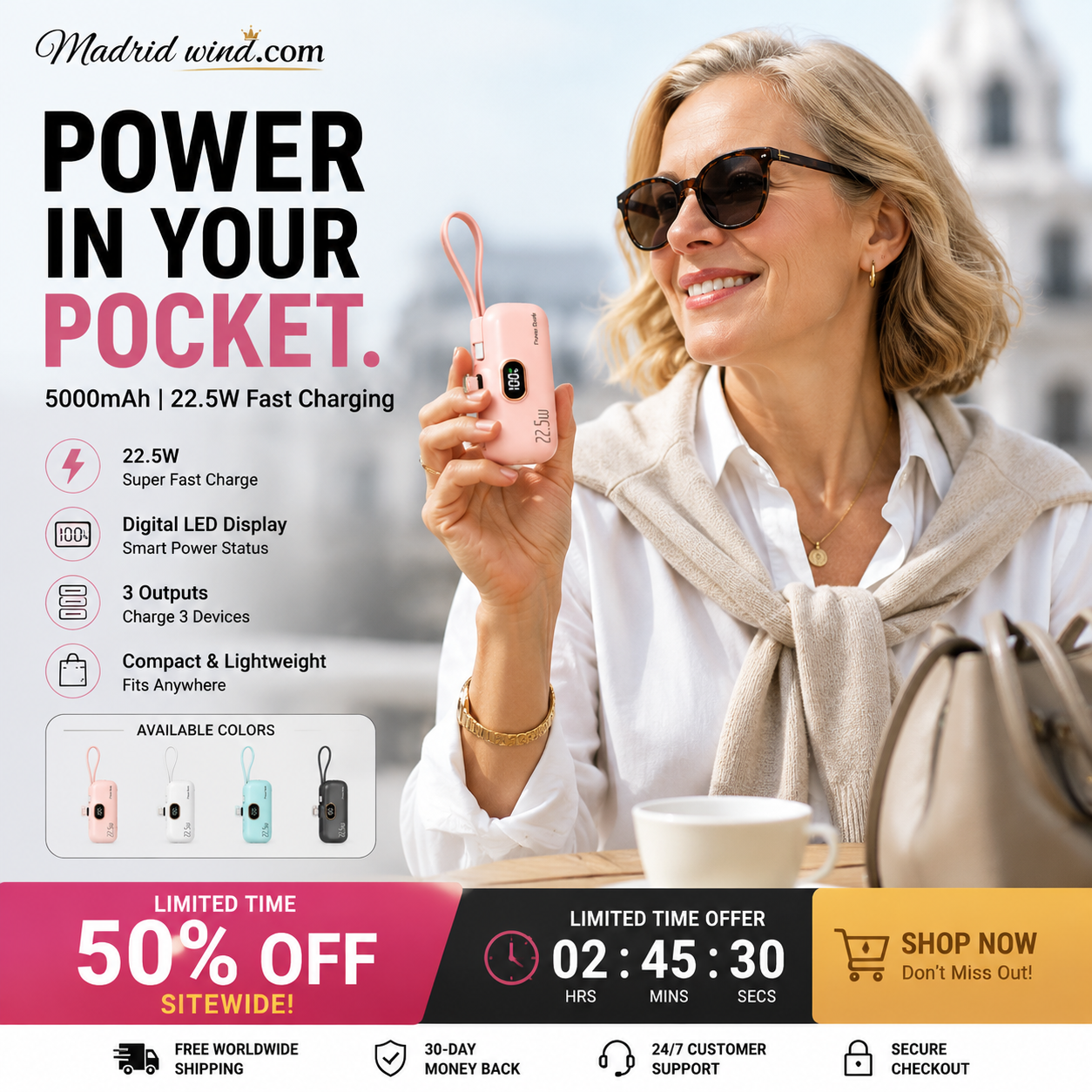 🔋✨ Mini Power Bank 5000mAh – Bolsillo Ultracompacto, Carga de Emergencia Sin Peso Extra 🎒⚡