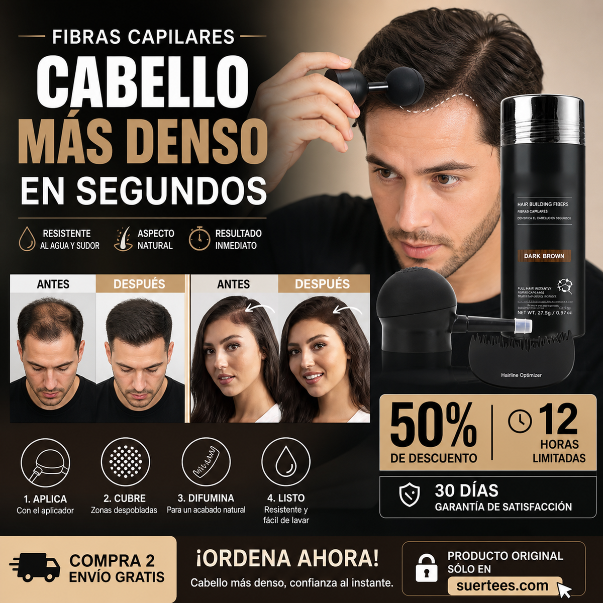 🔥Kit de fibras de construcción del cabello para el adelgazamiento del cabello y calvicie
