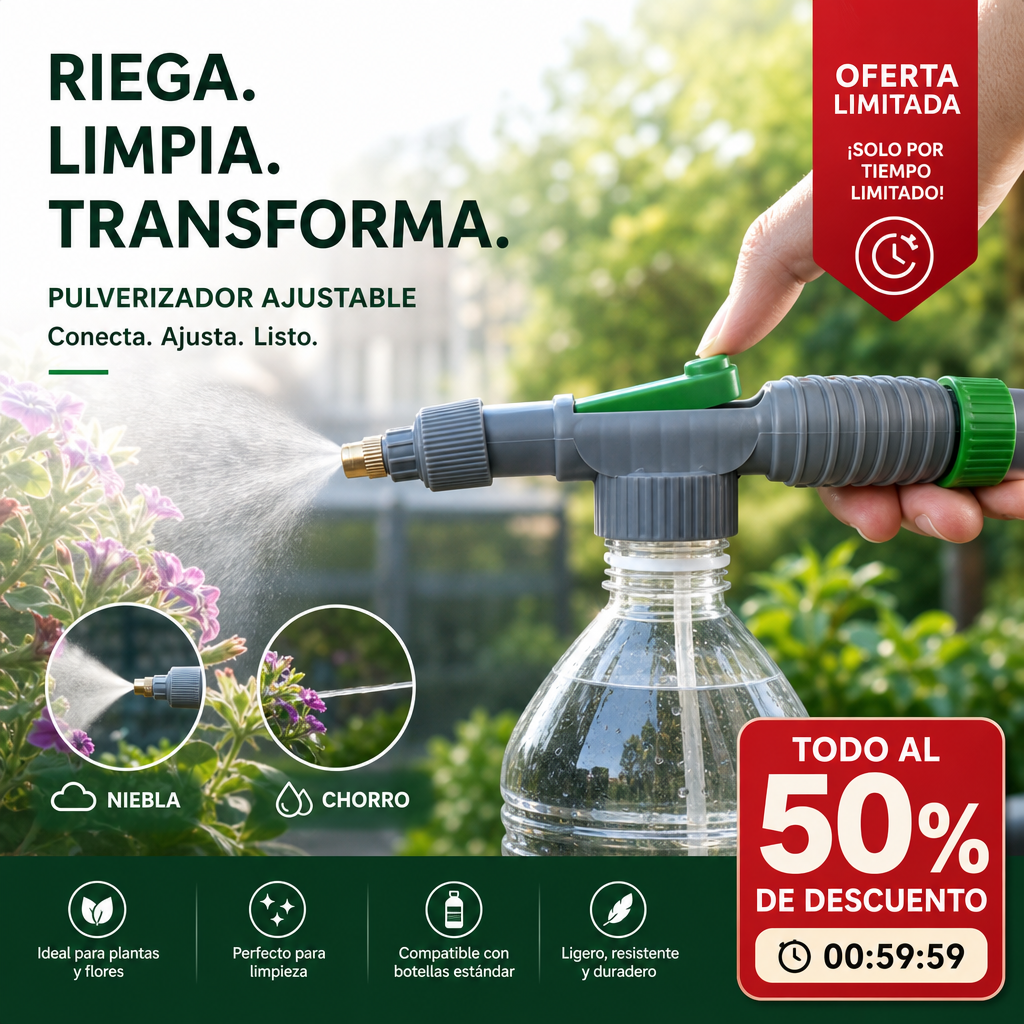 Pulverizador Manual para Botella con Boquilla Ajustable