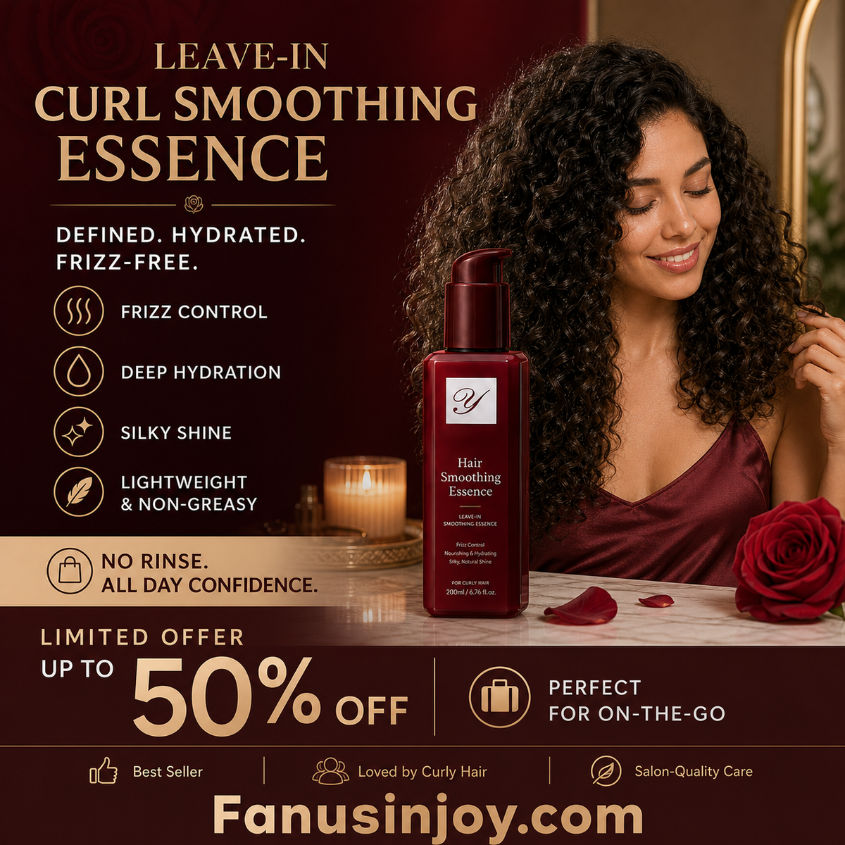 🔥¡50% DE DESCUENTO! 👱‍♀️Acondicionador Nutritivo Sin Enjuague Antifrizz · Cabello Suave y Brillante