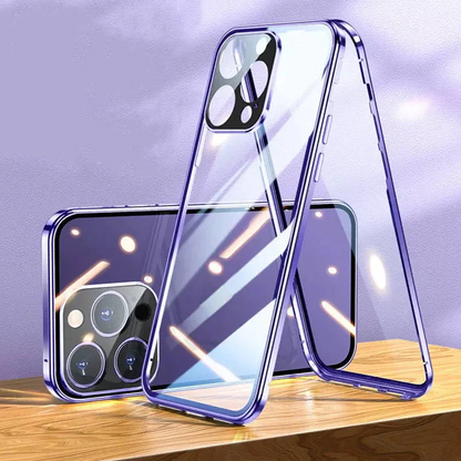 Caja de teléfono de doble cara de vidrio templado magnético para iPhone