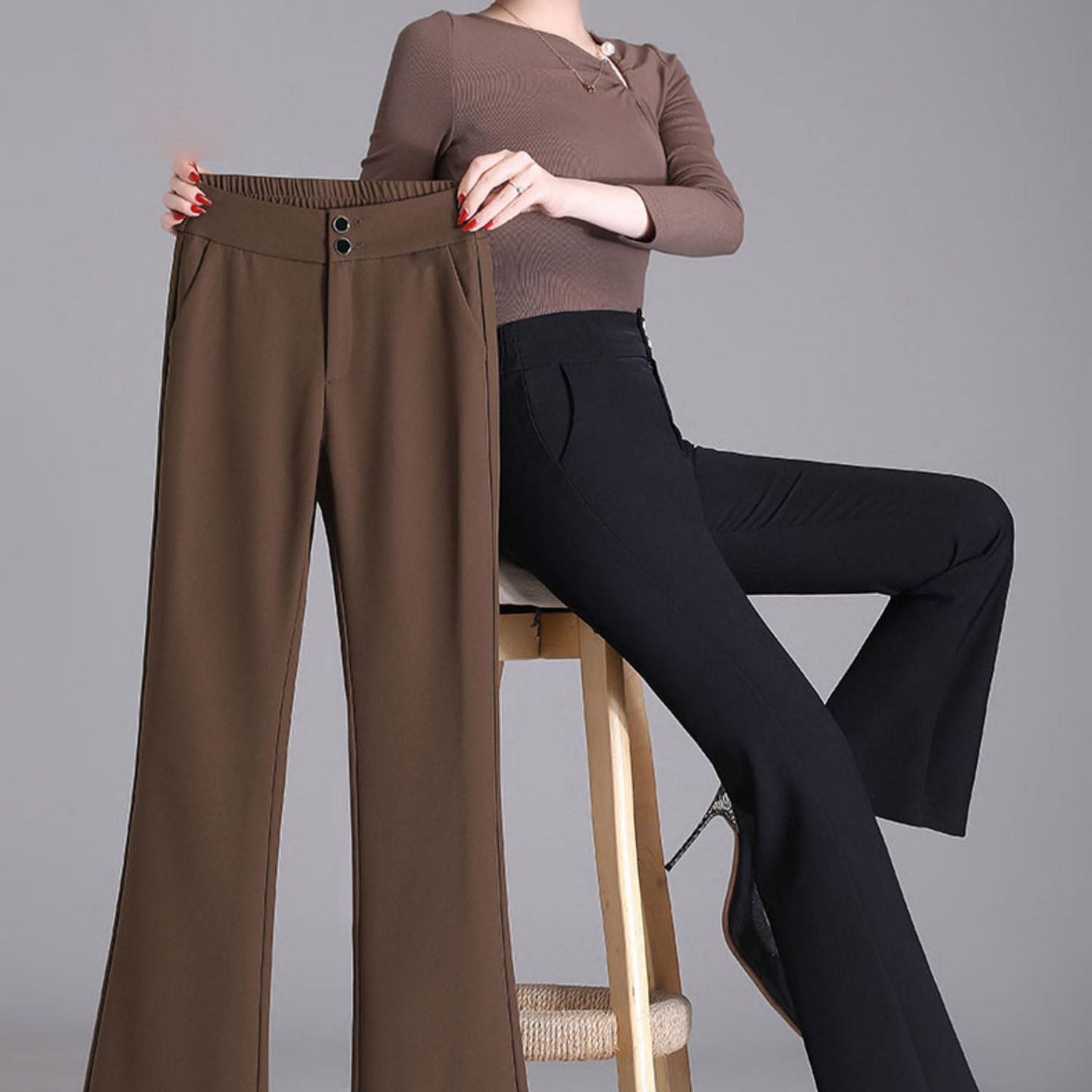Pantalones acampanados elegantes de moda para mujer（50% DESCUENTO）
