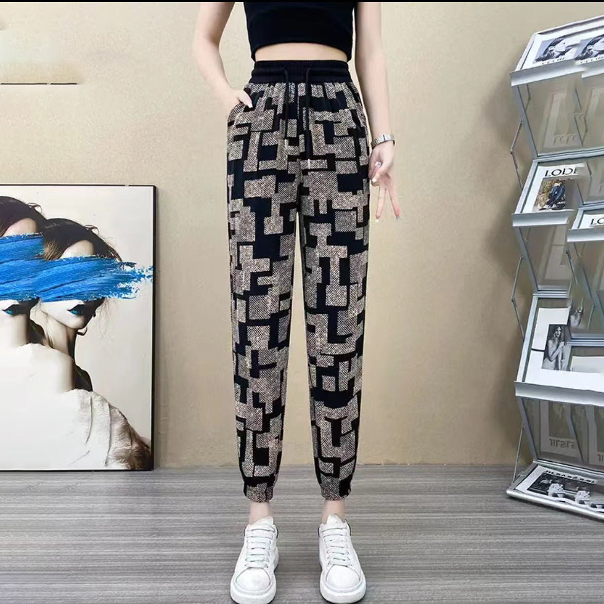 2023 Nuevo Estilo Hielo Seda Cintura Alta Pantalones Casual