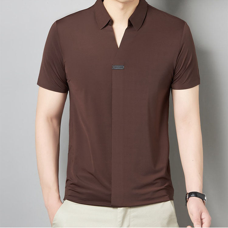 Camiseta de manga corta Ice Silk de cuello en V para hombre