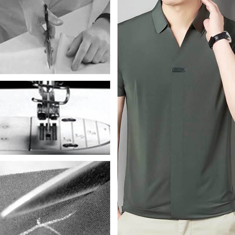 Camiseta de manga corta Ice Silk de cuello en V para hombre