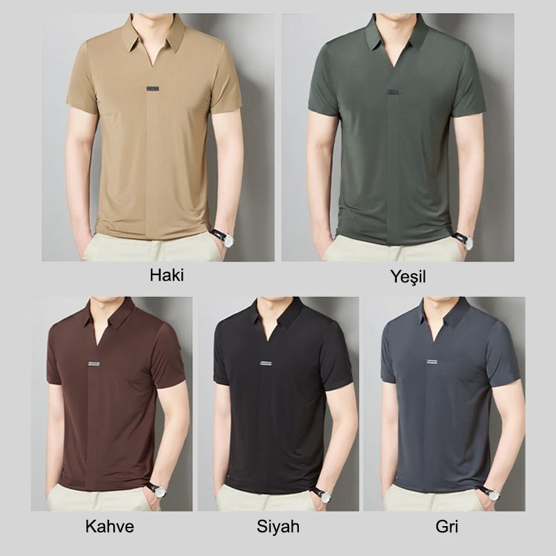 Camiseta de manga corta Ice Silk de cuello en V para hombre