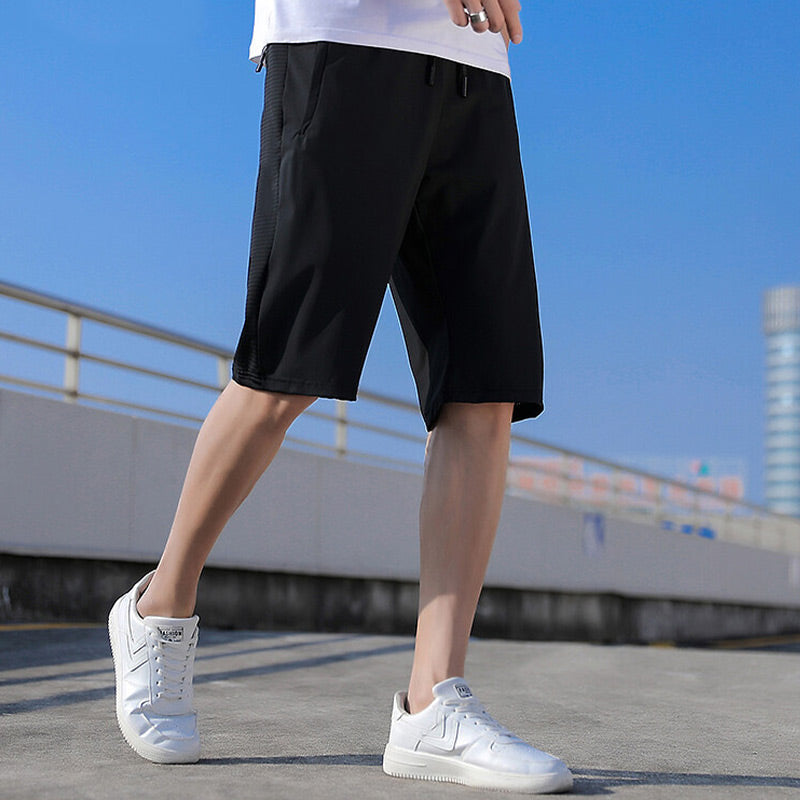 Pantalones cortos de hombre en seda elástica
