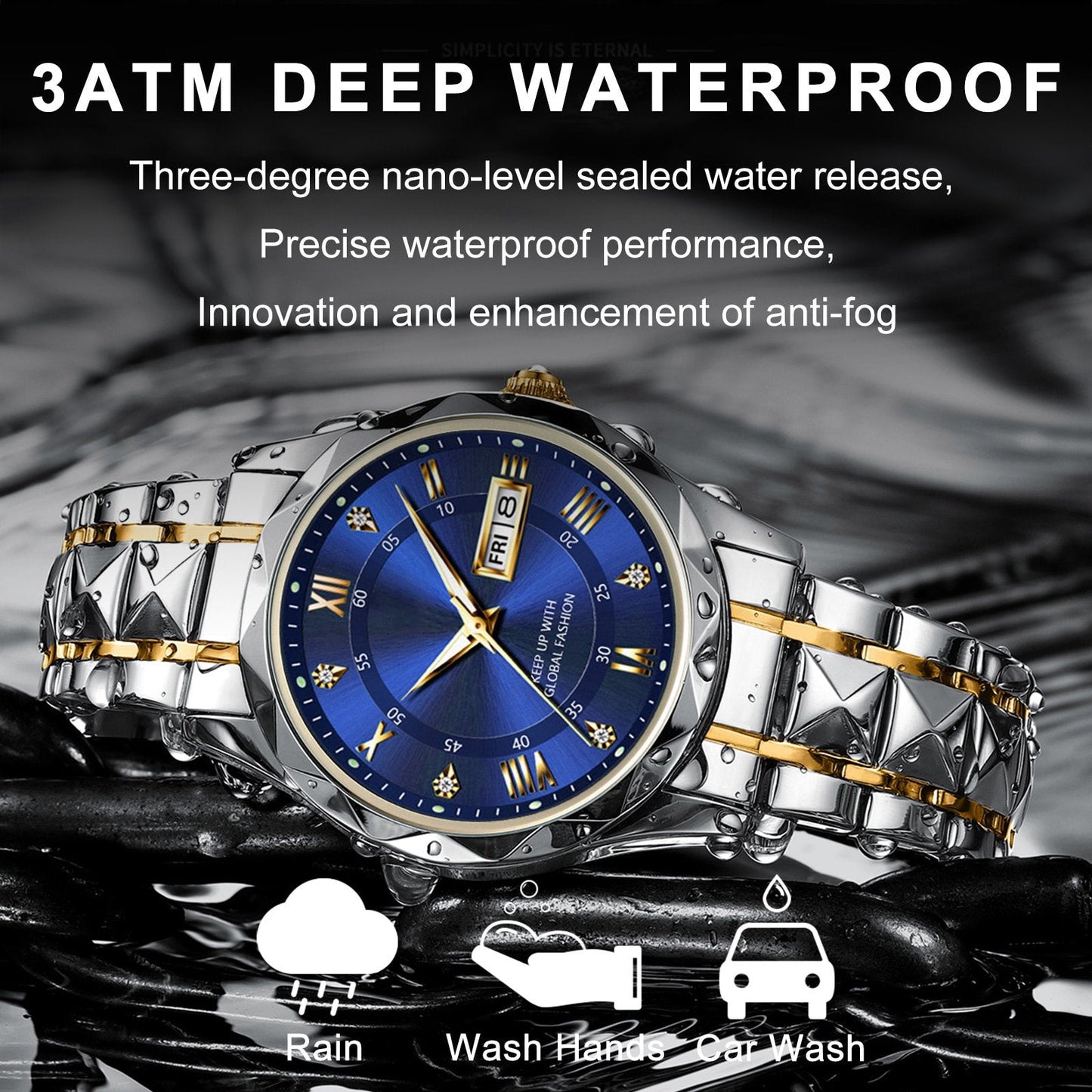 Marca de la marca impermeable de lujo Wall Wall Wall Wristwatch con luminoso