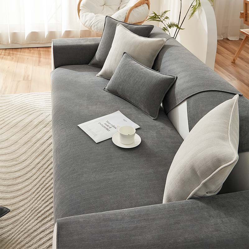 Herringbone Chenille Tela Protector de Muebles Funda de Sofá
